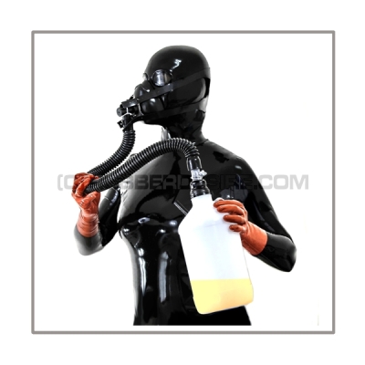 Respiratormask-system AIR-U2-H with 50 cm = 20 inch tube, breathing-reduction-adaptor, head-harness and double-mode-inhalerbottle 2 litre